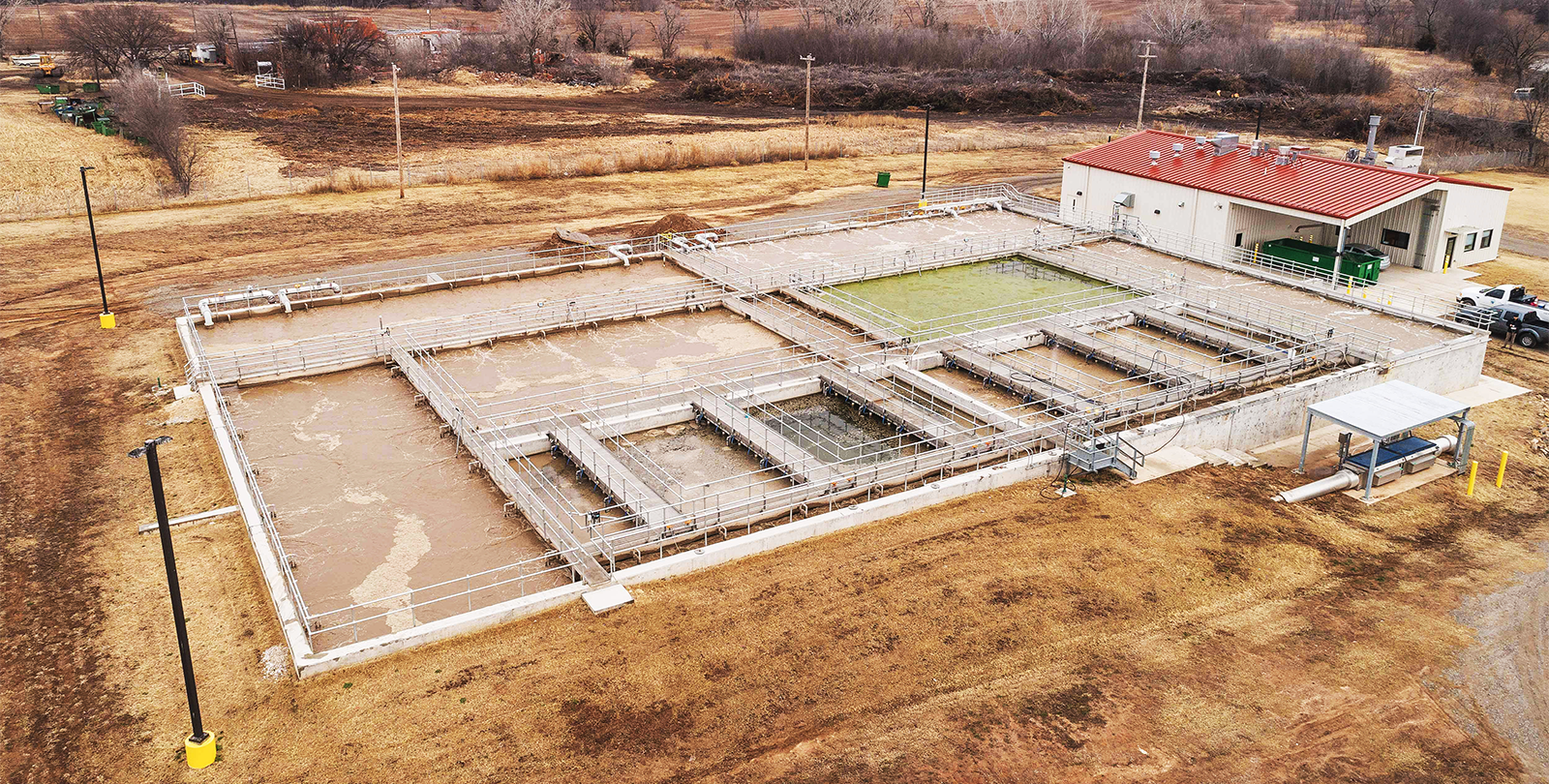 Maize wastewater treatment plant aerial shot